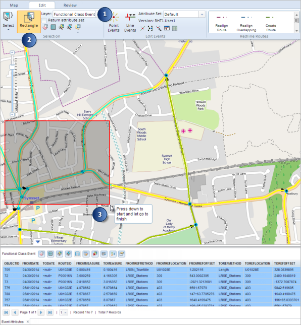 Selecting events by a bounding box Selecting events by a bounding box